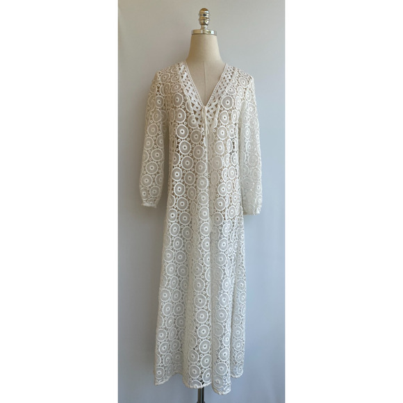Shoshanna Lace Caftan Dress Swim Cover-Up Size Medium M - Picture 3 of 13